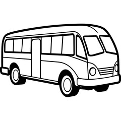 Minimalist Tour Bus Vector Outline Illustration
