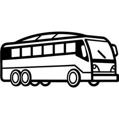 Minimalist Tour Bus Vector Outline Illustration