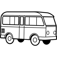Minimalist Tour Bus Vector Outline Illustration