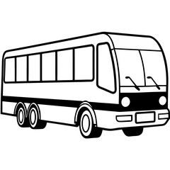Minimalist Tour Bus Vector Outline Illustration