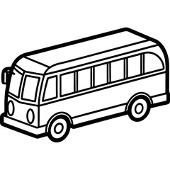 Minimalist Tour Bus Vector Outline Illustration