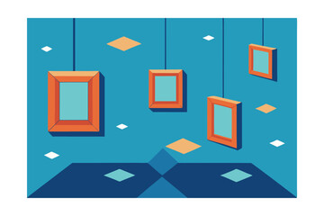 Floating Frames Modern Abstract Art Gallery Illustration