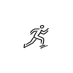 Obraz premium Minimalist human silhouette sprints across blank canvas backdrop
