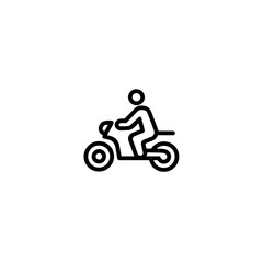 Motorcyclist figure rides motorbike transport scene simple design