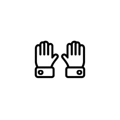 Obraz premium Outstretched gloved hands icon presenting outlined design isolated