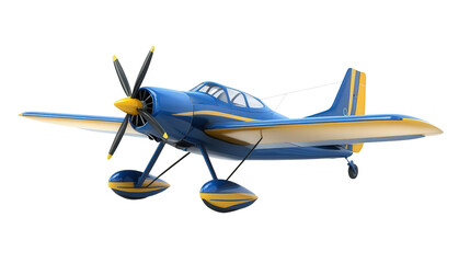 Blue and yellow stunt plane, Transparent background, PNG file