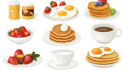 Brunch buffet menu with egg and pancake graphics Transparent background, PNG file