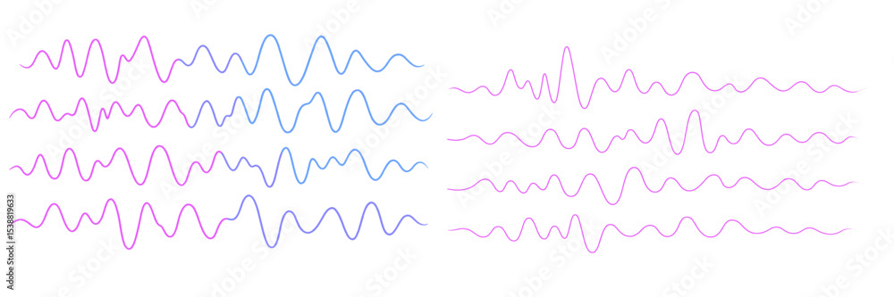Poster wavy line patterns in pink and blue showcasing rhythmic designs and visual symmetry in abstract art