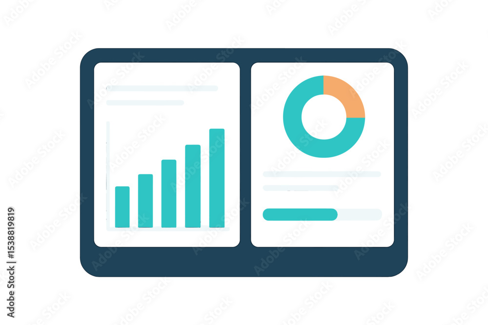 Aufkleber digital dashboard displays analytics and reports with charts and graphs for data analysis and busine