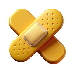 3d render of yellow band aid isolated on transparent background