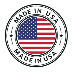 Made in USA icon in circle outline. American quality product symbol. Manufactured in the United States sign. Vector illustration