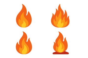 Colorful flame icons representing various styles and shapes for digital design and illustrations