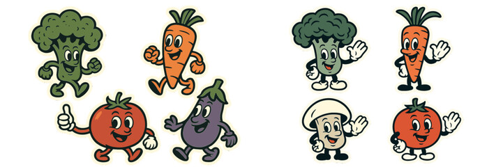 Fun vegetable characters dancing and interacting in vibrant colors provide a lively atmosphere