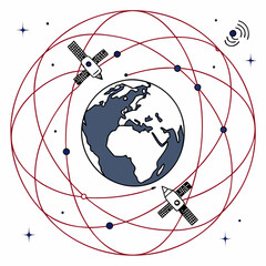 Earth from Space with Satellites – Vector Technology Scene