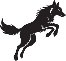 Jumping wolf black silhouette icon set
