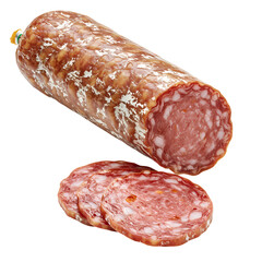 DryCured Salami A Culinary Delight isolated on transparent baackground