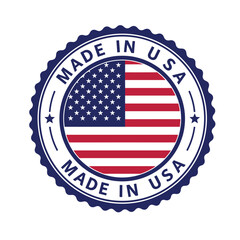 Made in USA icon in circle outline. American quality product symbol. Manufactured in the United States sign. Vector illustration