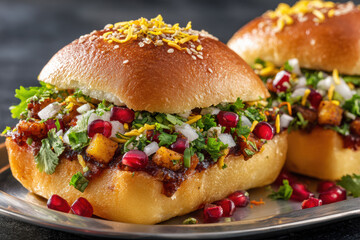 Traditional Gujarati Dabeli Served on Rustic Plate