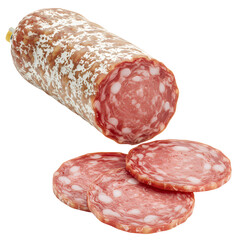 Aromatic Salami Slices of Culinary Delight isolated on transparent baackground