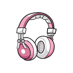 Colorful cartoon headphones illustration, representing music, audio devices, modern sound equipment, and vibrant digital fun