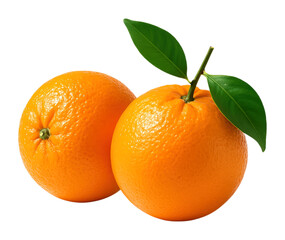 Fresh and Juicy Oranges with Leaves &ndash; Bright Citrus Fruit Perfect for Healthy Snacking, Juicing, and Cooking, Isolated on Transparent and White Background