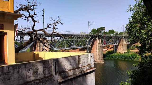 railway bridge over the river | mandakini river rail bridge | mandakini river chitrakut