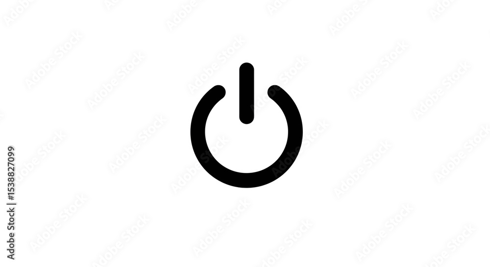 Aufkleber a simple black and white image of a power button symbol with a white background and black icon desig