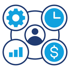 Project Management Flat Blue Icon