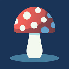 Photorealistic red mushroom with white polka dots on grass