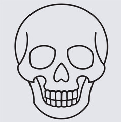 minimal line art skull silhouette vector art illustration, human skull vector illustration