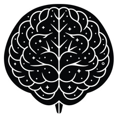 Simple black and white human brain illustration