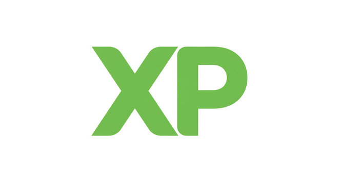 A close up of the green xp logo on a white background in a minimalist and modern style design view