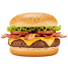Juicy Bacon Cheeseburger A Classic American Delight isolated on transparent baackground