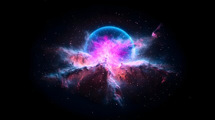 Cosmic Nebula Explosion Space, Energy, Pink, Blue, Glow