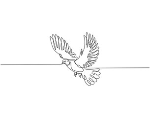 Continuous one line drawing of dove. One line drawing illustration of dove bird. Peace bird and freedom concept single line. Editable outline