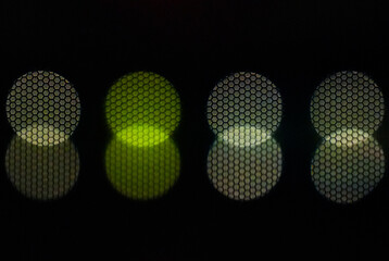 Bright colorful bokeh circles, abstract blurred background. Soft bokeh with iridescent circles,...