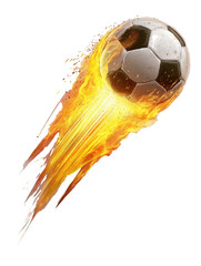 a simple cutout illustration of soccer ball flying in flames