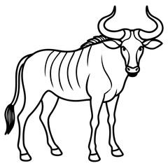 Wildebeest Profile Minimal Linework