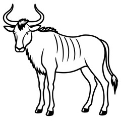 Wildebeest Profile Minimal Linework