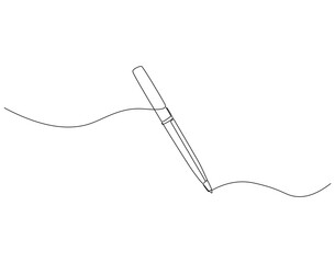 Continuous one line drawing of pen. One line drawing illustration of ballpoint. Marker, school tool concept single line. Editable outline
