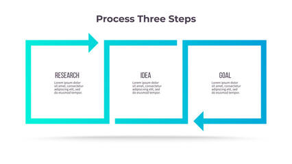 Business infographic template. Process chart with three options, steps. Vector chart.