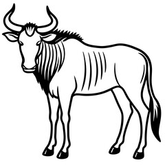 Wildebeest Profile Minimal Linework