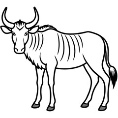Wildebeest Profile Minimal Linework