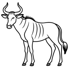 Wildebeest Profile Minimal Linework