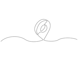 Obraz premium Continuous one line drawing of location pin. One line drawing illustration of GPS pin marker. Navigation and direction concept single line. Editable outline