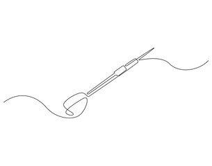 Obraz premium Continuous one line drawing of darts. One line drawing illustration of darts. Business target, bullseye concept single line. Editable outline