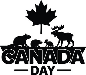 Happy Canada day silhouette vector