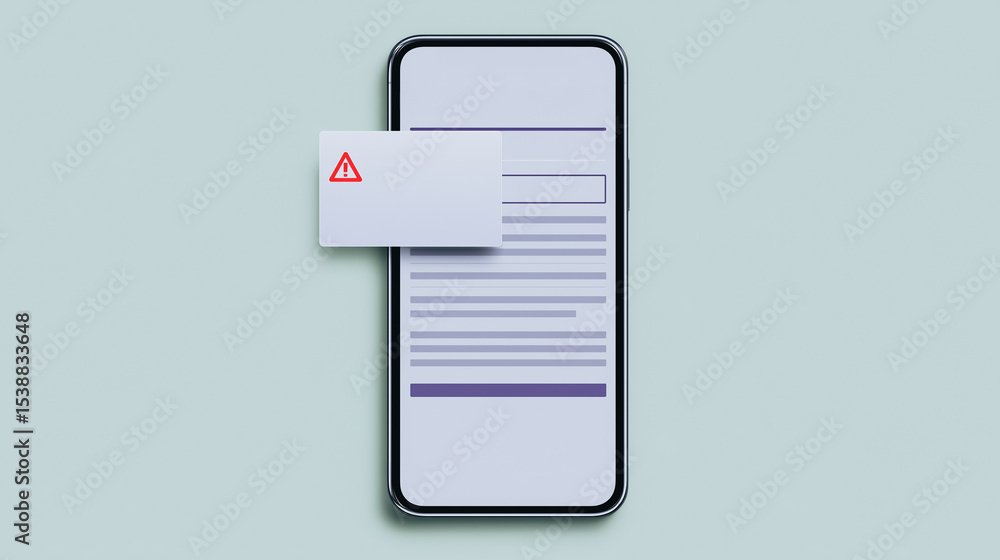Aufkleber digital dilemma: a smartphone displaying a notification symbol atop a digital document, it evokes a 