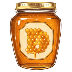 Honey Jar with Honeycomb Letter D isolated on transparent baackground