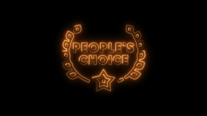 Neon peoples choice award animation on black background glowing recognition graphics